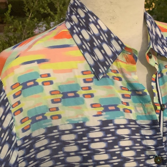 JOHNNIE WAS 3 J Workshop Button Down Shirt Print 3/4 Length Sleeve Size Small - Picture 7 of 8